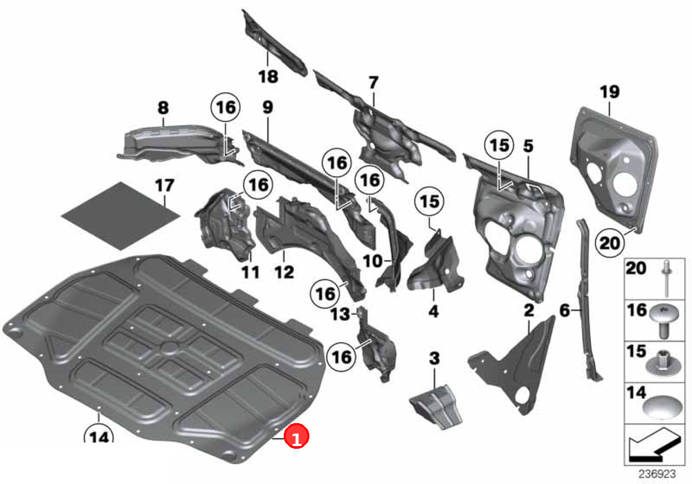 Sound insulating engine hood OE 51489138474