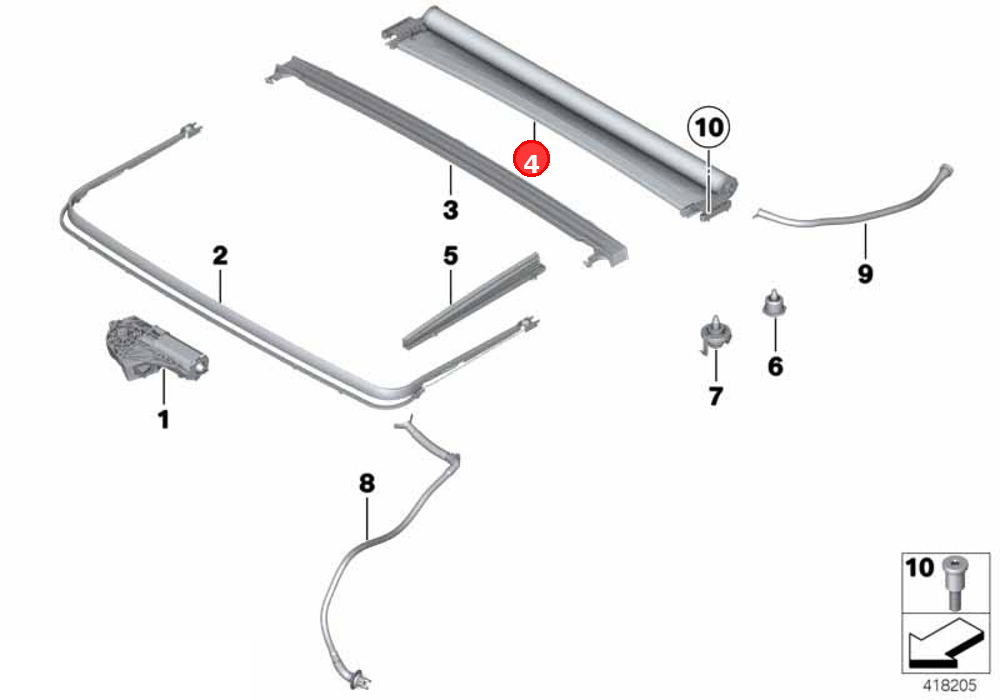 Roller sunblind, panorama roof, electric OE 54107237591