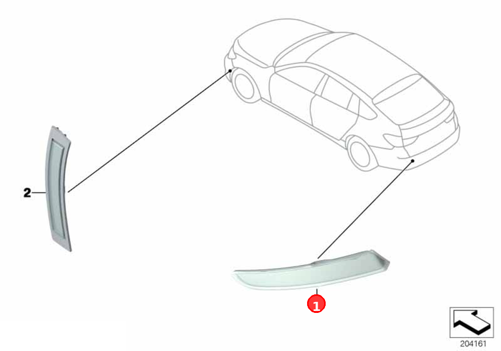 Rear reflector, rear right OE 63147199648