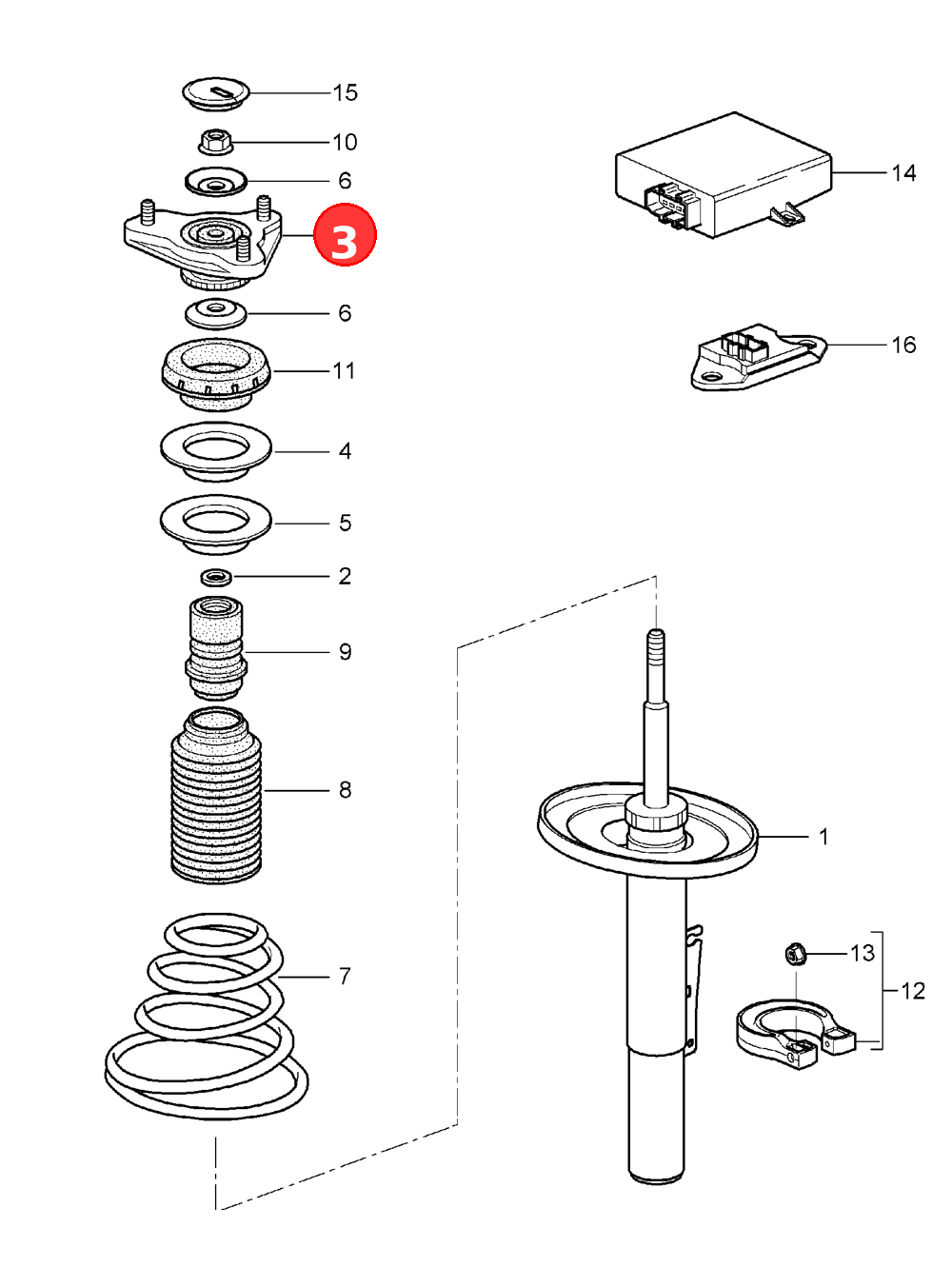 Shock absorber bearing OE 99734301801