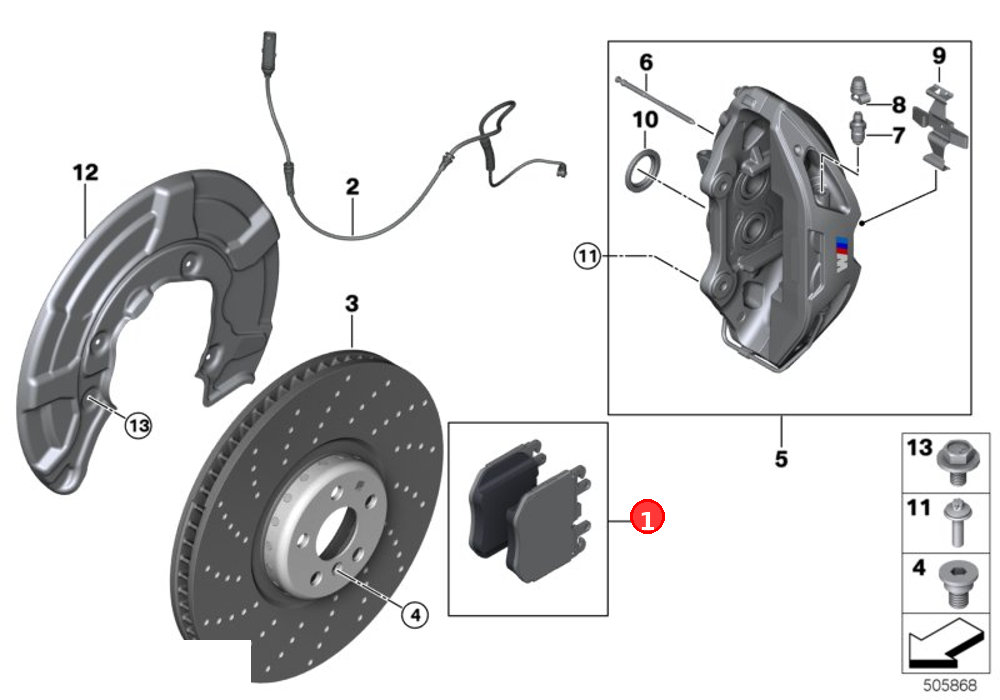 Repair kit, brake pads asbestos-free OE 34106888459
