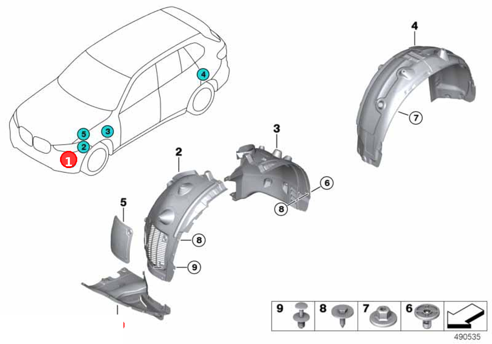 Cover, wheel housing, bottom right OE 51718069308